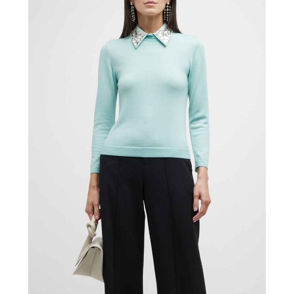 ALICE + OLIVIA Porla Embellished Collar Sweater
